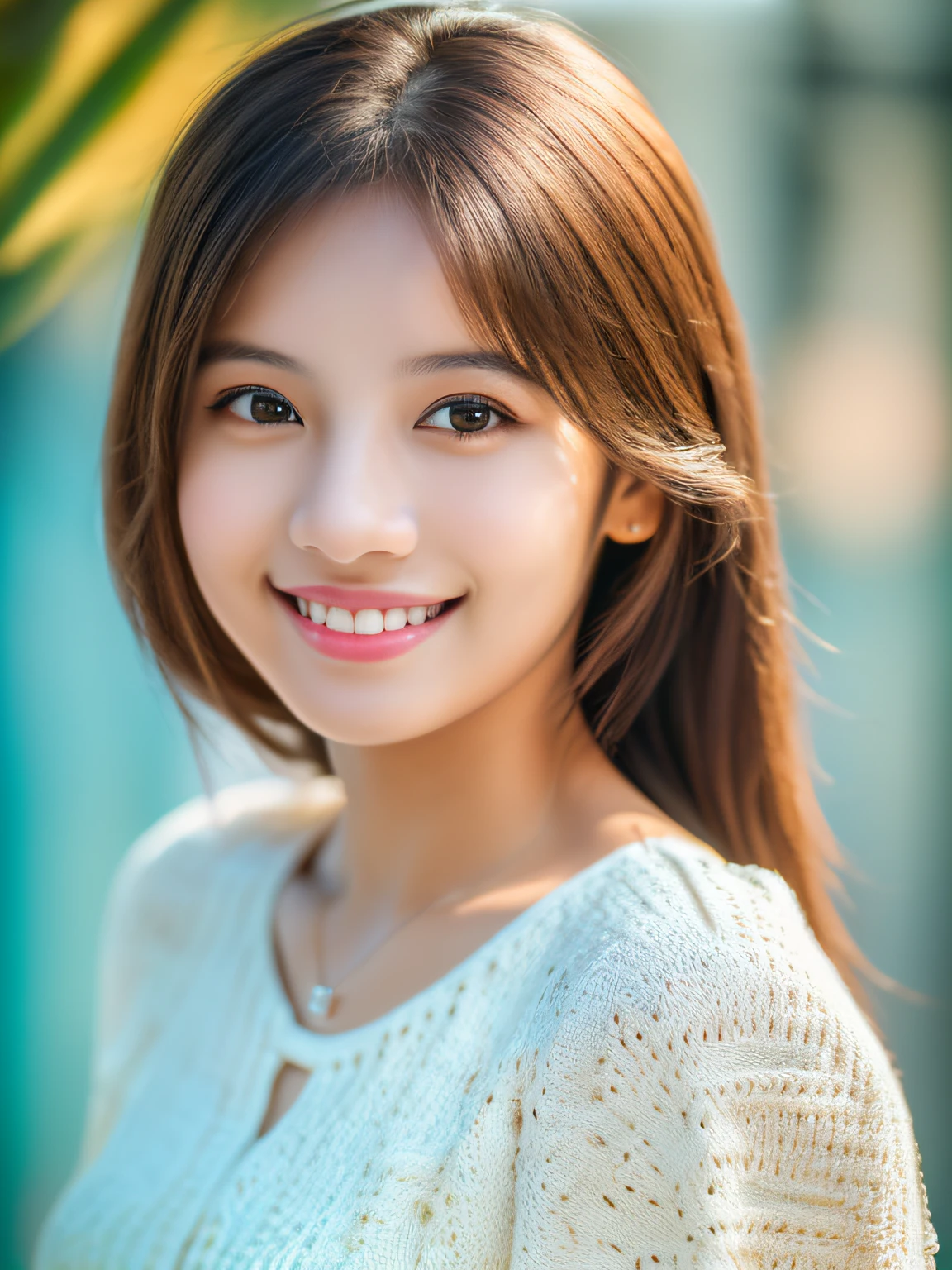 (8k, RAW photo, best quality, masterpiece:1.2), High detail RAW color photo, professional photograph,(realistic, photo realistic:1.2), ((best quality)), 1 girl, cinematic light, HDR, (finely detailed face:1.2), (masterpiece:1.5), (best quality:1.2), (smiling:1.2), (looking at viewer:1.2), (Vietnamese women:1.4), beautiful, cute like a doll, , (warm smile:1.2),small nostrils, medium bust, narrow waist, full body,light makeup, big round eyes, shallow depth of field, focus on the eyes, non nsfw,teenvn01,