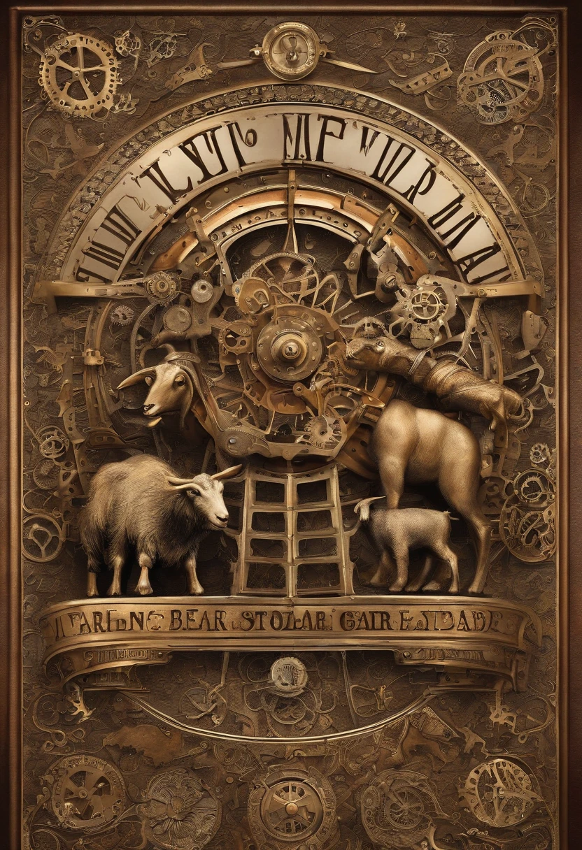 Goat and bear trading stocks on the stock exchange