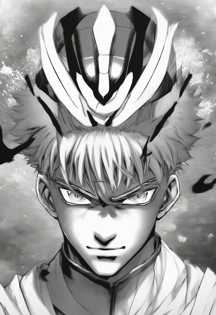 um desenho preto e branco de um homem com um punho, rosto cheio de sangue, Jujutsu Kaisen, black and white manga panel, com o dedo indicador, Coringa se parece com Naruto, one punch man manga, ink manga drawing, kentaro miura manga art style, black and white manga style, black and white manga page, pencil and ink manga, manga scans.