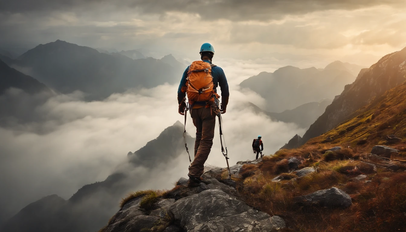(a group of climbers),(rescue training),(Asian climbers),(extremely detailed),(full body shot),(concept art),(jaw-dropping effect),(best quality, high-res),(vivid colors),(studio lighting)