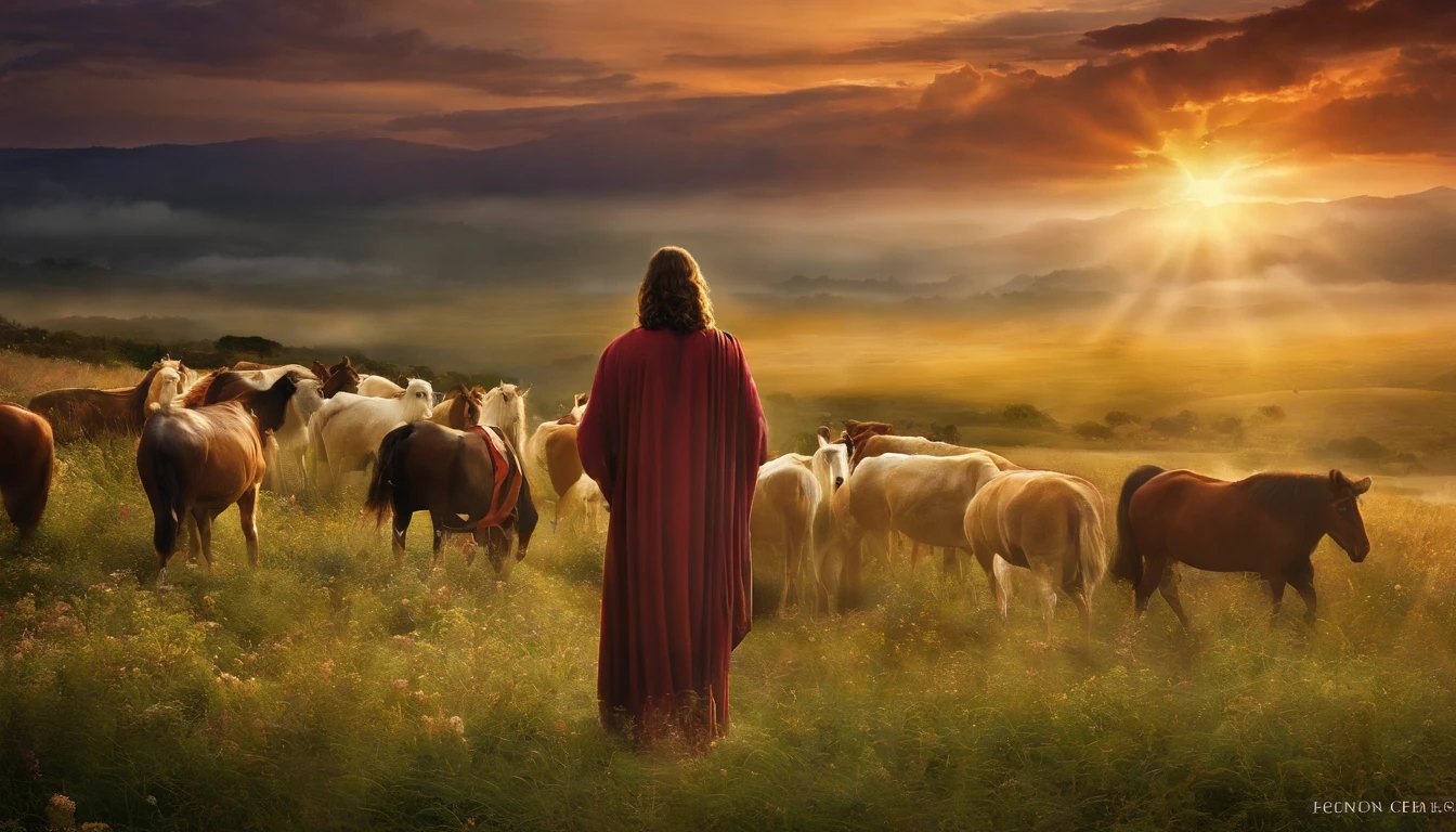 "Por favor, create a high-definition digital image of Jesus Christ, representando-o de forma compassiva e serena. The image should depict Jesus Christ in a setting that evokes peace and spirituality. Certifique-se de que os detalhes faciais, Dress and expression convey the sense of love and compassion that it is often associated with. Image should be high resolution (pelo menos 3000x4000 pixels) e com cores vibrantes. This artwork is intended to be a respectful and inspiring depiction."