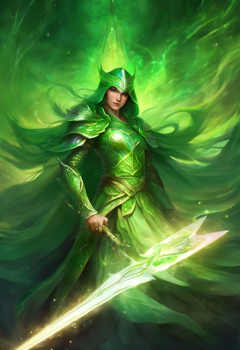 Radiant Green Sword. fond noir