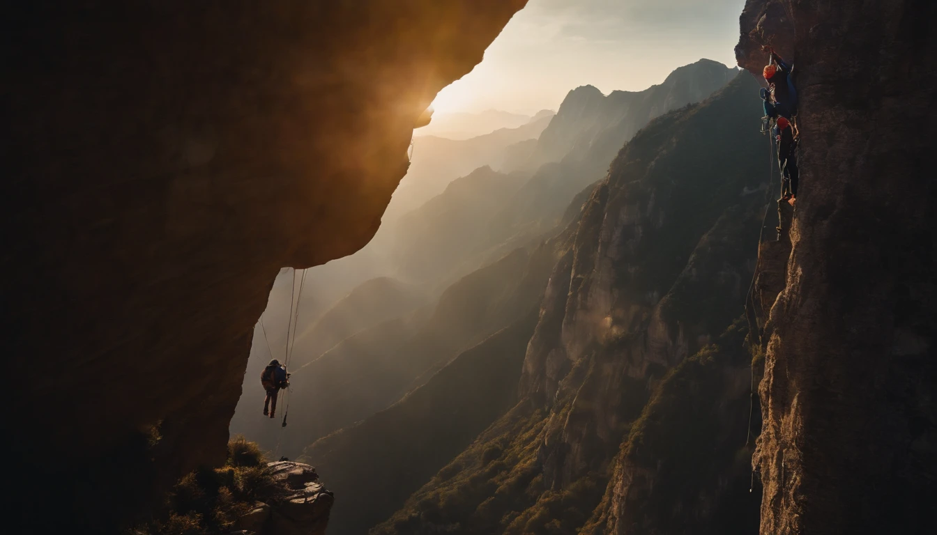 (A group of climbers),(Rescue training),(Asian climber),(Extremely detailed),(Full body shot),(concept-art),(Jaw-dropping effect),(Best quality, High-res),(Vivid colors),(Studio lighting)