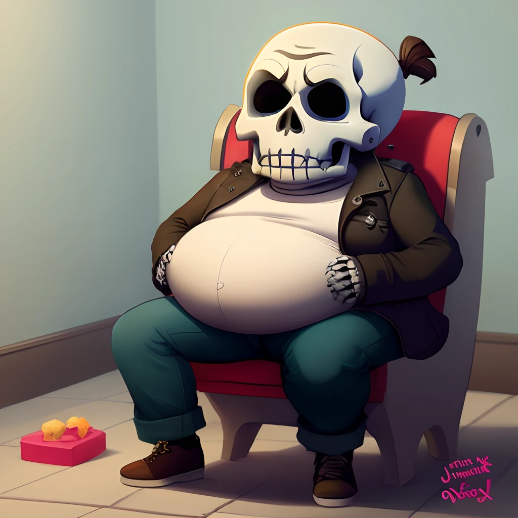 Sans the skeleton from undertale taking a fat poop digital art