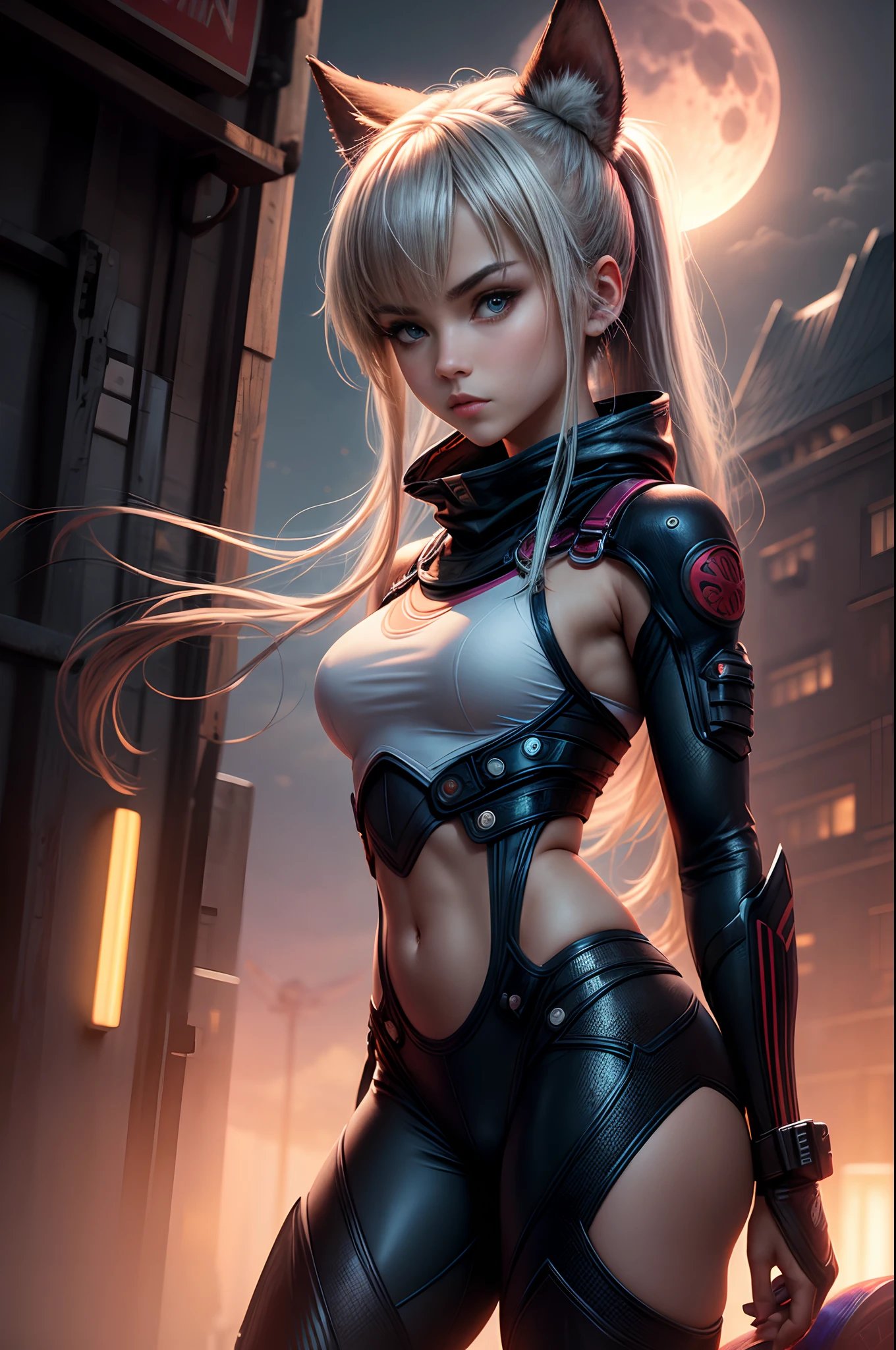 Atomic hard girl android, in a short sexy miniskirt