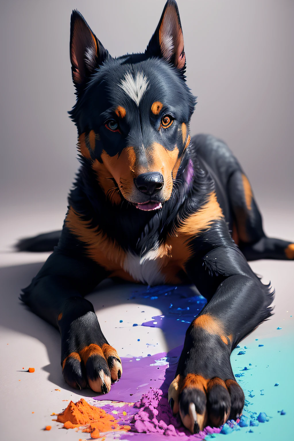 Feral, furry, panting, australian shepherd dog, detailed legs, , 1 tongue, 1 pussy , 1 anus, , detached 1 tail, , after orgasm, vivid colors, realistic pussy, white background, cum in ass, cum on floor, cum on pussy , realistic pussy