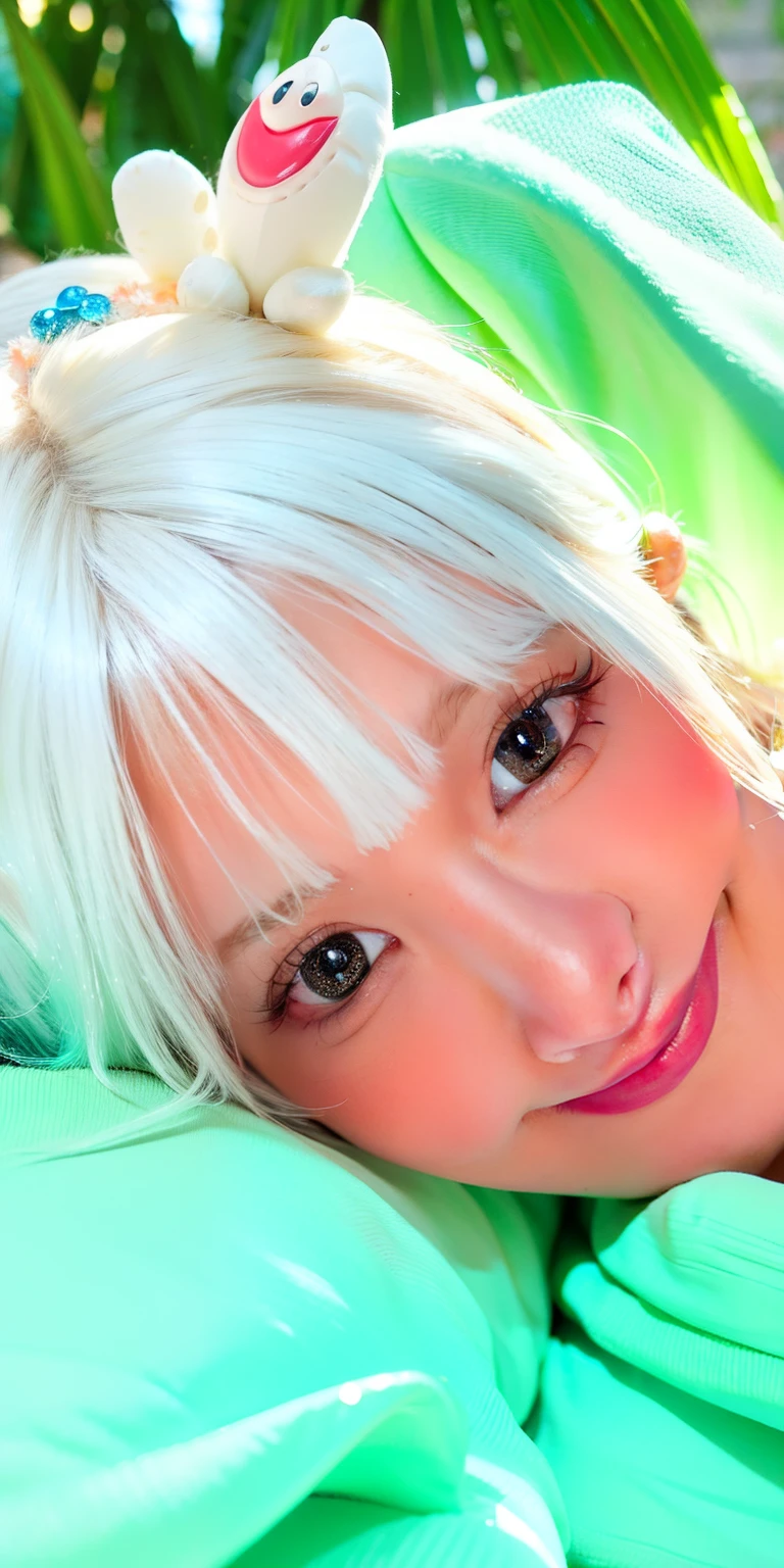 (8K, 4K, Best Quality, hight resolution:1.2), (maasterpiece, Realistic, photographrealistic:1.37), 1girl in, Solo, Beautiful face, Eyelashes, Nose, Glossy lips, (Detailed eyes, Looking at Viewer, Fair skin, White skin:1.5), fine complexion, Upper body,
two side up, short-hair, Pink hair, Bangs, Hair Ornament, a smile、
Younger, aged down,