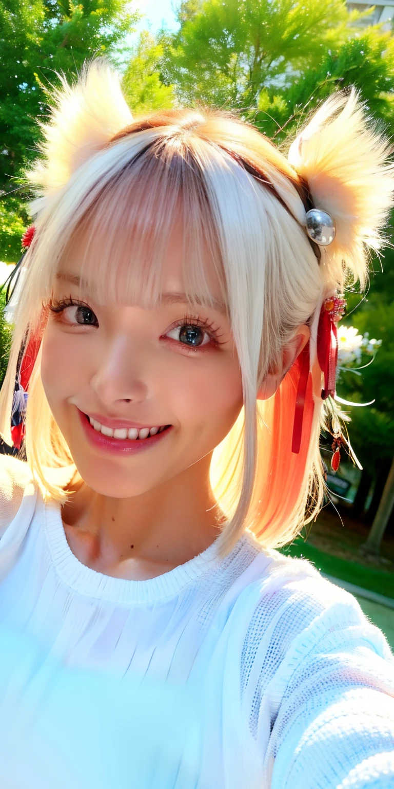 (8K, 4K, Best Quality, hight resolution:1.2), (maasterpiece, Realistic, photographrealistic:1.37), 1girl in, Solo, Beautiful face, Eyelashes, Nose, Glossy lips, (Detailed eyes, Looking at Viewer, Fair skin, White skin:1.5), fine complexion, Upper body,
two side up, short-hair, Pink hair, Bangs, Hair Ornament, a smile、
Younger, aged down,