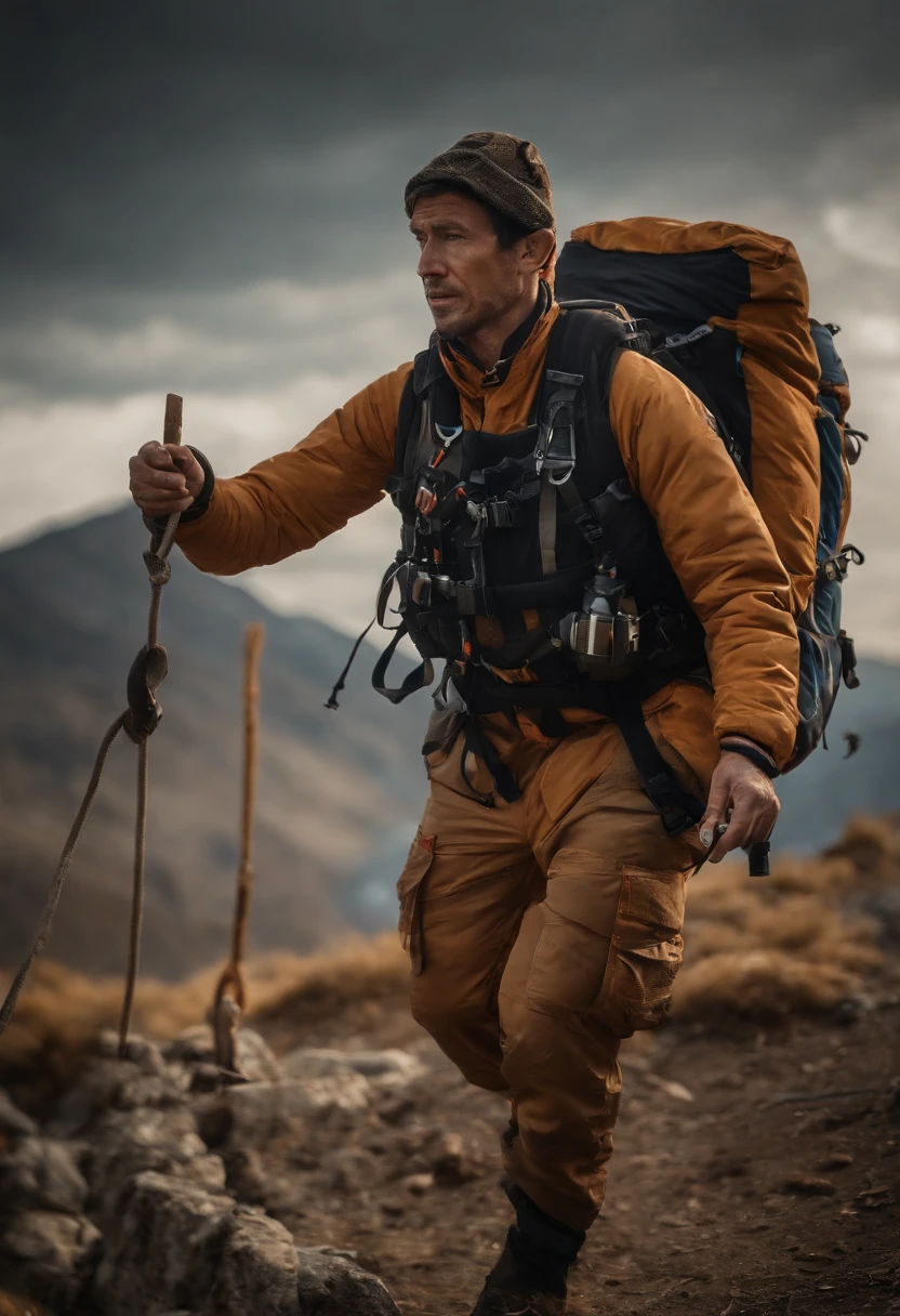 A person rescued by ropes, a rescue team, a group of climbers, rescue training, Asian climbers, extremely detailed full-body shot, conceptual art, jaw-dropping effects, the best high-quality, high-res, vibrant colors, studio lighting, extreme detail, action lines, ultra-HD, textured skin, high resolution