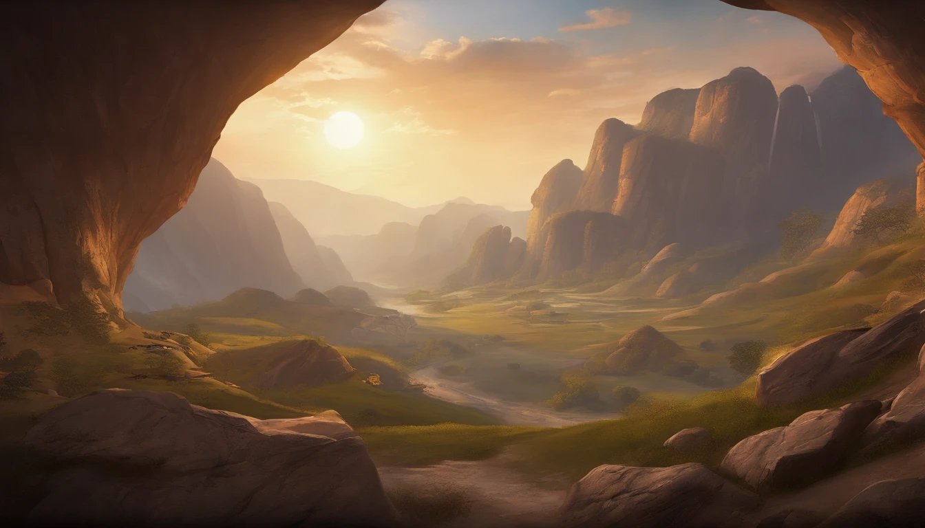 Rounded Fisheye Background art for 2D game, background battlefield, High quality, hd illustration,, rpg background, combat scene, game scenes, jrpg,At dusk,Remains Cliff,Collapsed pits,loess,In ancient China