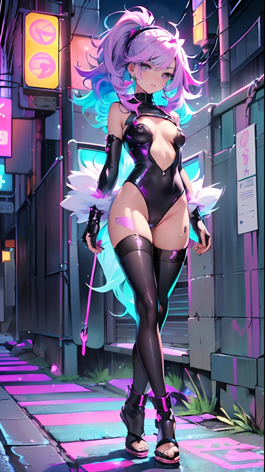 cute little cartoon loli,(((little loli, small tiny body, petite))), (((6 years old))),((extremely cute and beautiful liquid paint hair haired anime girl walking down the street)),
(((flat chest))),saggy breasts,short hair,(((liquid paint hair:1.1))),(((neon purple hair|neon pink hair|neon blue hair|neon aqua hair|purple hair|fuchsia hair|fluorescent blue hair|amethyst hair|neon hair|bright pink hair :1.5,bright hair: 1.3))),((made of paint and defies gravity,thick flowing),(paint splatter:1.3,shiny hair: 1.3,vibrant colors),((heterochromia, eye1 purple, eye2 pink,upturned eyes:1.3,perfect eyes,beautiful detailed eyes, rainbow glows ultra-detailed deep pink purple eyes:1.1,gradient eyes:1, finely detailed beautiful eyes:1,symmetrical eyes:1,big highlight on eyes:1.2)),((fat)), (((lustrous skin:1.5, bright skin: 1.5,skin tanned,shiny skin,very shiny skin,shiny body,plastic glitter skin,exaggerated shiny skin))),(spider lower abdomen,narrow waist,wide hip,athletic body, inflated legs,delicate detailed fingers,detailed body,detailed arms, human hands,detailed hands,),
cute, slutty, seductive, erotic, (((nsfw))),
zettai ryouiki,revealing clothing,show skin,(wearing a Neon color theme clothing:1.3,Neon color theme one-piece swimsuit, bare legs),with micro clothes,almost totally naked,with little clothing,tiny thong,generous neckline,(detailed outfit, detailed clothes),
(dynamic pose:1.0), solo focus, embarrassed, centered, scale to fit dimensions, Rule of thirds,
outdoors, ((night view)), (cyberpunk night street Background: 1.5,dark sky,alleyway,lonely alley,thick clouds, detailed background:1.25),
(best quality), (high resolution), (sharp focus), (ultra detailed), (extremely detailed), (extremely high quality artwork), 8k_wallpaper, (extremely detailed CG 8k),(very fine 8K CG), ((hyper super ultra detailed perfect piece)), flawless, (((masterpiece))), illustration, vibrant colors, (intricate), High contrast, Selective lighting, Double exposure, HDR (High Dynam