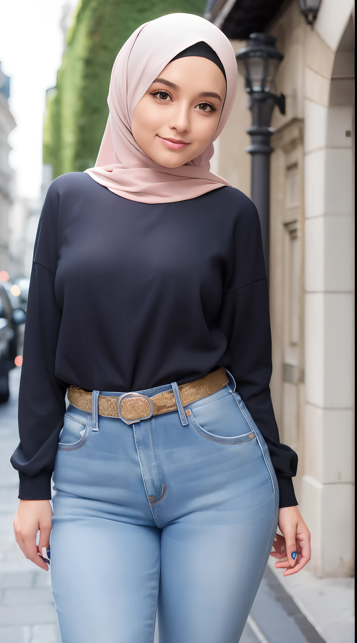 (Masterpiece, Best quality), beautiful woman, Detailed long-sleeved blouse, Wearing the hijab on the head, pantalon jeans moulant un cul parfait visage parfait, beau visage, Attirant, De grands yeux magnifiques, ouvrir bouche, contenu, Corps slim fit parfait, (outdoor), Rues de la ville, New York, couleurs vives, lui tourna le dos pour montrer ses fesses, se penche en avant, Turn your head towards the camera, regard coquin, cul parfait, montre son cul, (Masterpiece, Best quality), beautiful woman, Detailed long-sleeved blouse, Wearing the hijab on the head, pantalon jeans moulant un cul parfait visage parfait, beau visage, Attirant, De grands yeux magnifiques, ouvrir bouche, contenu, Corps slim fit parfait, (outdoor), Rues de la ville, New York, couleurs vives, lui tourna le dos pour montrer ses fesses, se penche en avant, Turn your head towards the camera, regard coquin, cul parfait