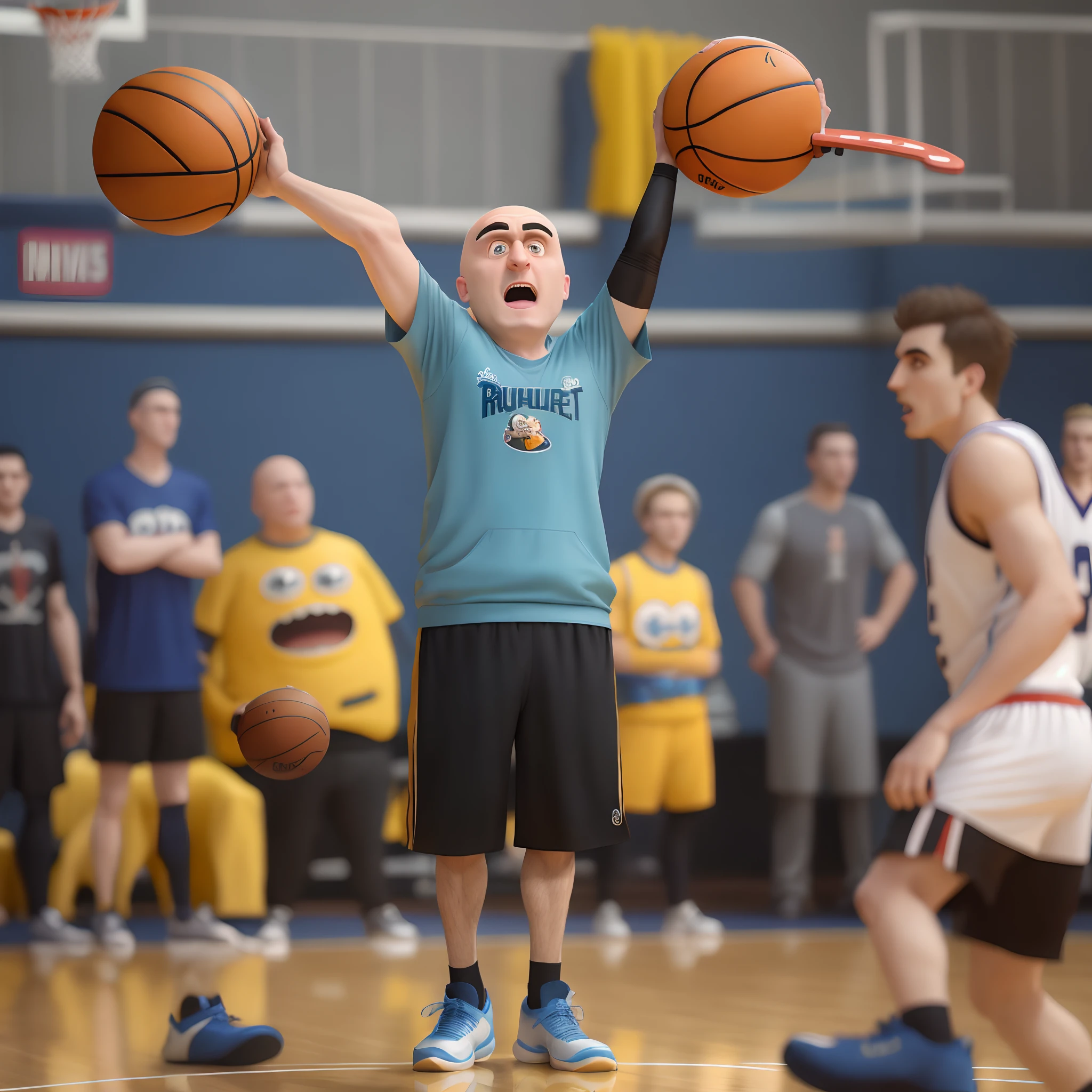 Gru despicable me Playing Basketball in style from despicable me movie.