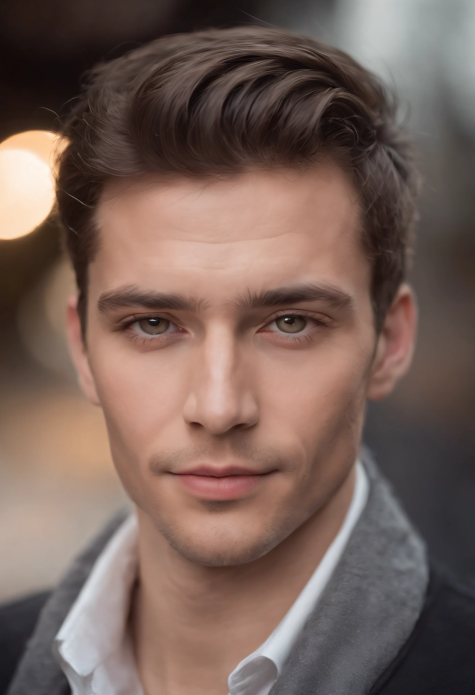 Portrait photo of a beautiful male photo of the whole body, Des yeux parfaits, Porter un manteau mecha minable, ((Light Bokeh)), complexe, (steel metal [se reposer]), elegant, mise au point nette, photo par Greg Rutkovsky, softlighting, couleurs vives, Masterpiece, (rue)), Detailed realistic face, Gros plan du visage, homme light skin et noir, homme light skin et noir, light skin et noir