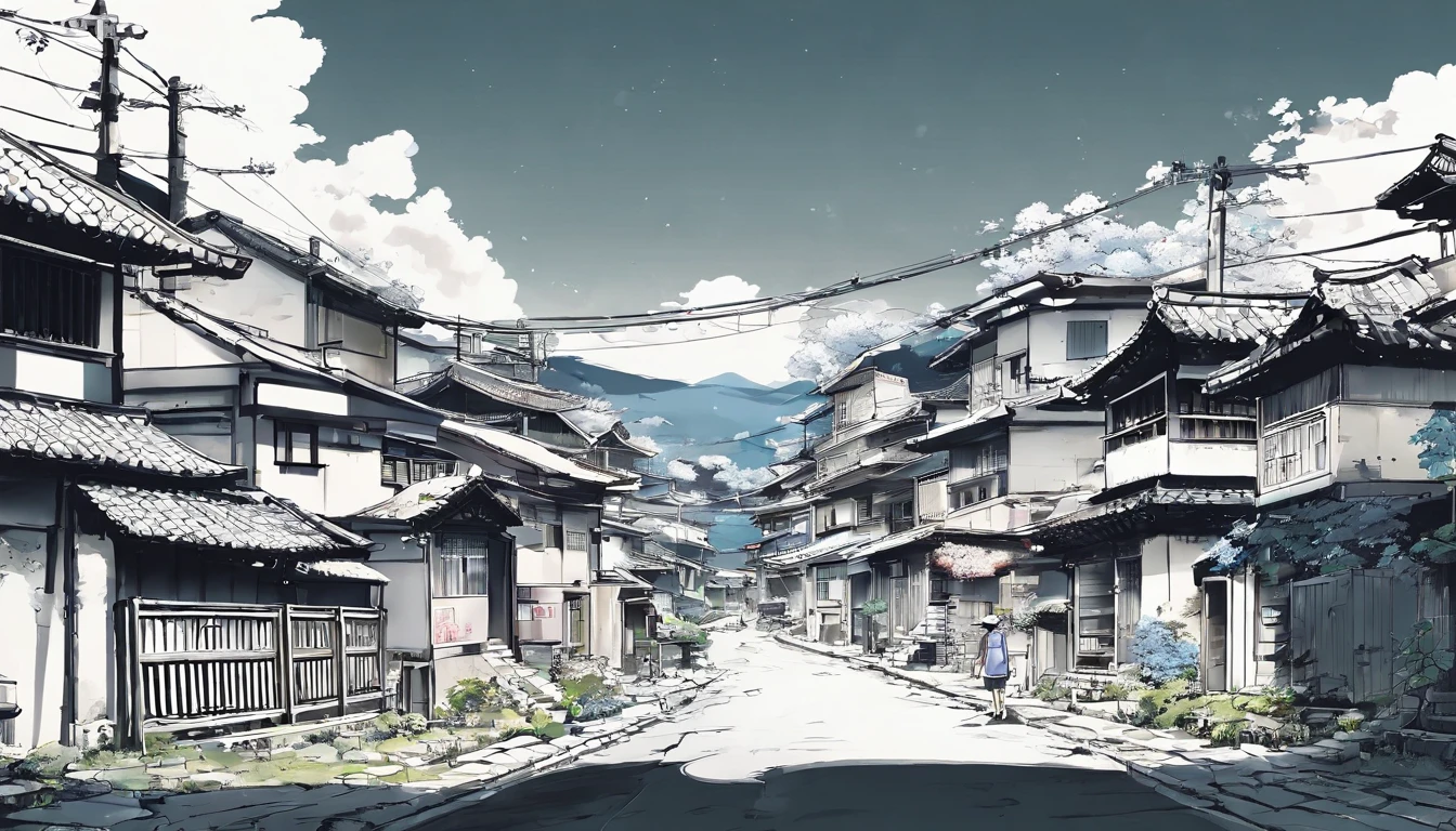 Other kids in this run down village would run away from a strange and ugly child. This child is often left alone with no friends. Children's book style. Sketchy monochromatic