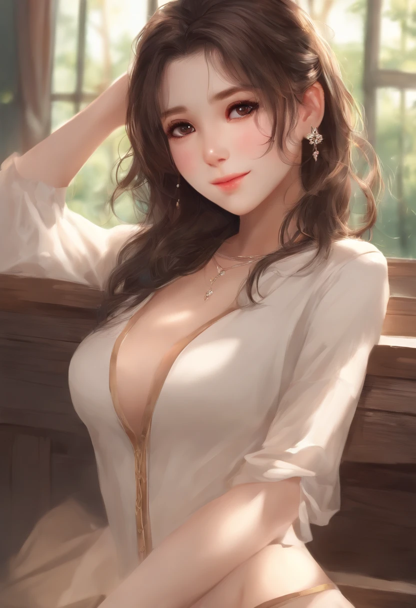 (NSFW),masterpiece, best quality, highres 64k, professional artwork, famous artwork, clean, cinematic lighting, beautiful eyes + detail, beautiful hair + detail, (cute young female body:1.4), (cute small breasts), lactation, happy:1.3, smile:1.3, sexy looking at the viewer, sexy lips, floating hair,Anosillus ii, ((tfg1:1.5)), indoors, doorway, door open, from above