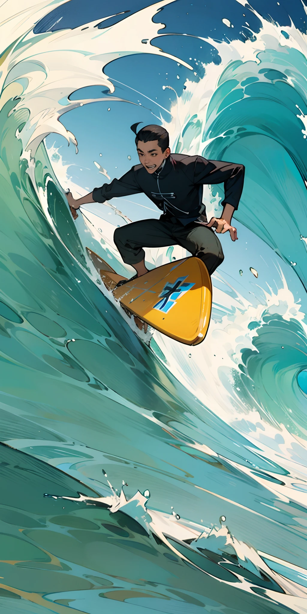 Xi xingping surfing a wave with a flea