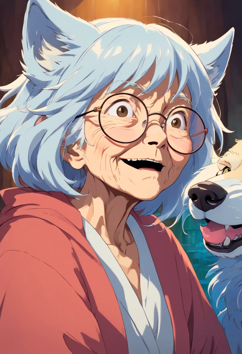 wolf face disguised as grandma