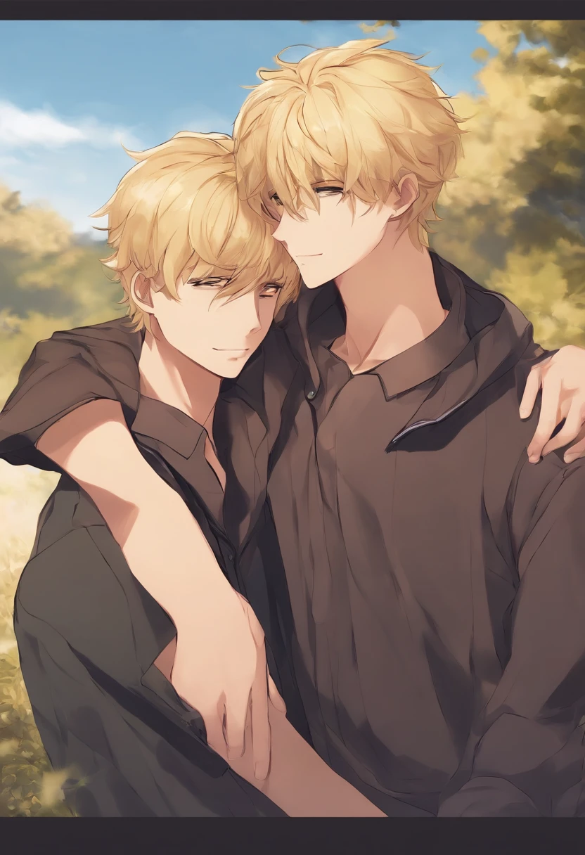 Two blonde anime boys cuddling, 19 years old