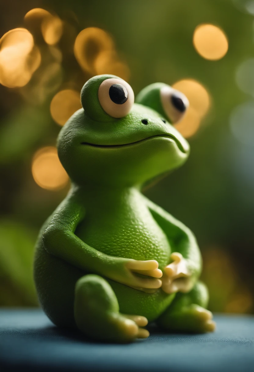 Cuddly toy frog with medium-sized belly and rounded body parts