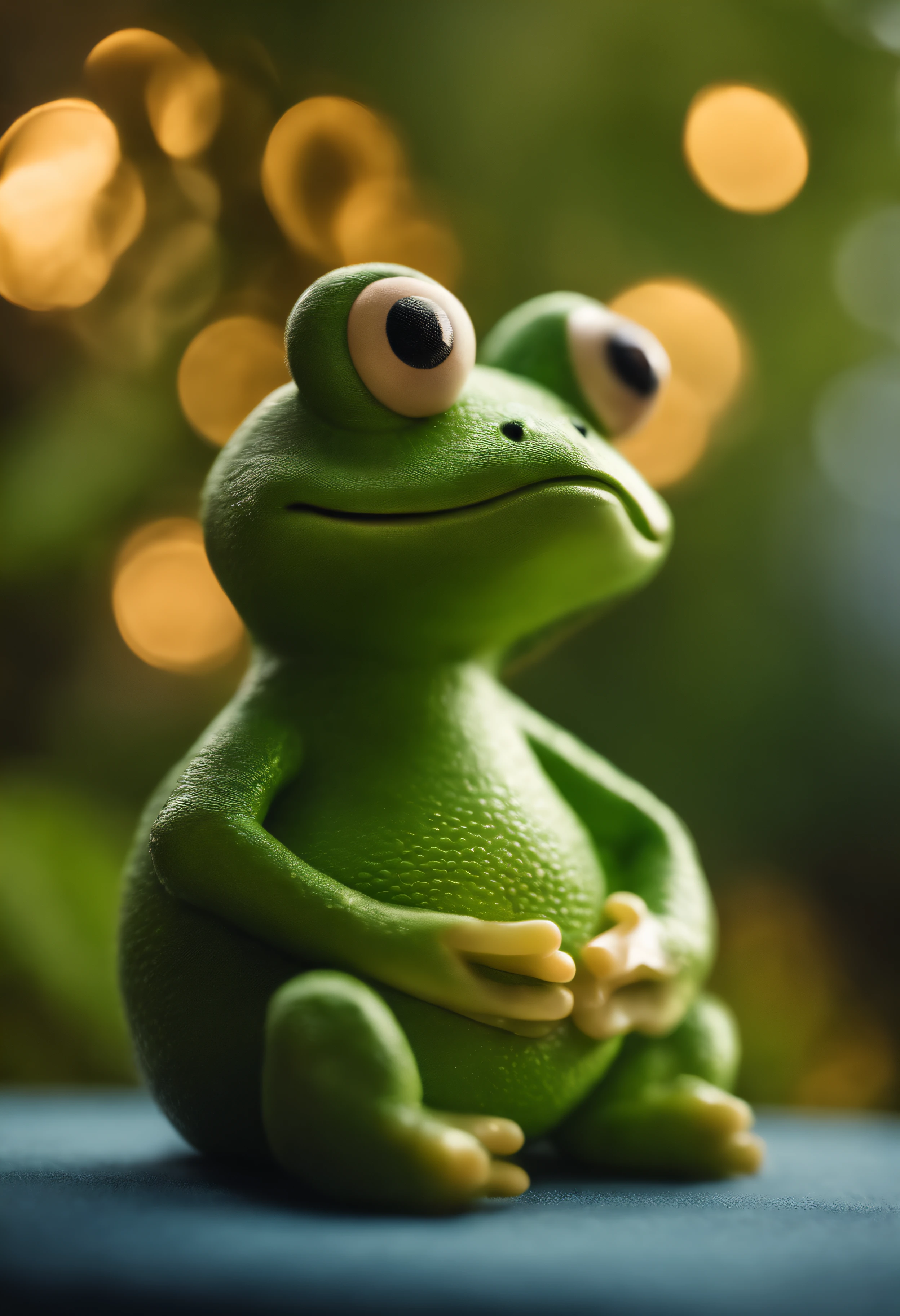 Cuddly toy frog with medium-sized belly and rounded body parts