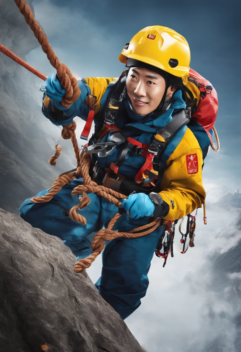 chineseidol,People who carry out rope rescue training,(A group of climbers:1.1),Rescue operations,action sports,climbing,mountain peaks,Cord,challenge,highly,Courage,(Heroic rescue scene:1.2),Emergency Response Team,full body shot of, (Jaw-dropping effect), ,(Studio lighting), hyper HD, International Association of Rope Technology,Explore boldly,Rope rescue techniques,Create a studio-like environment, Enhance visual impact