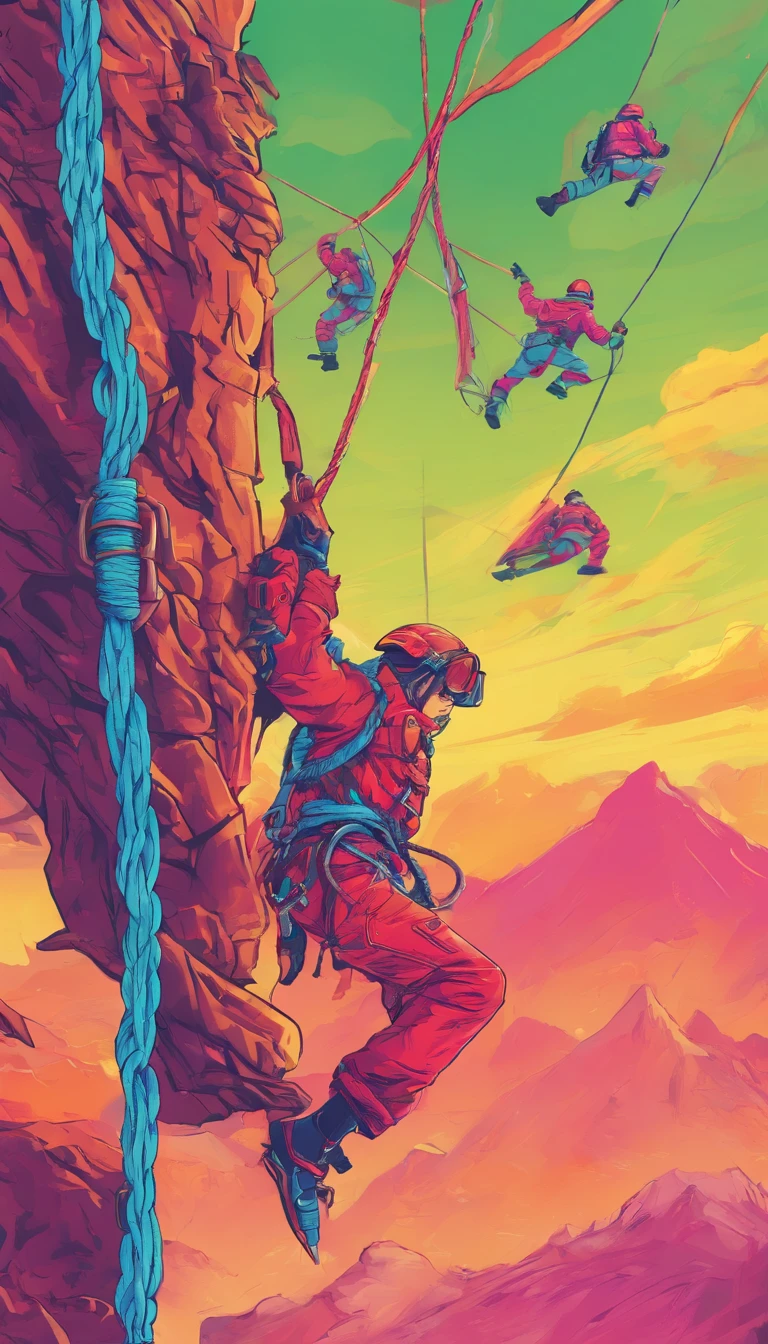 chineseidol,People who carry out rope rescue training,(A group of climbers:1.1),Rescue operations,action sports,climbing,mountain peaks,Cord,challenge,highly,Courage,(Heroic rescue scene:1.2),Emergency Response Team,full body shot of, (Jaw-dropping effect), ,(Studio lighting), hyper HD, International Association of Rope Technology,Explore boldly,Rope rescue techniques,Create a studio-like environment, Enhance visual impact