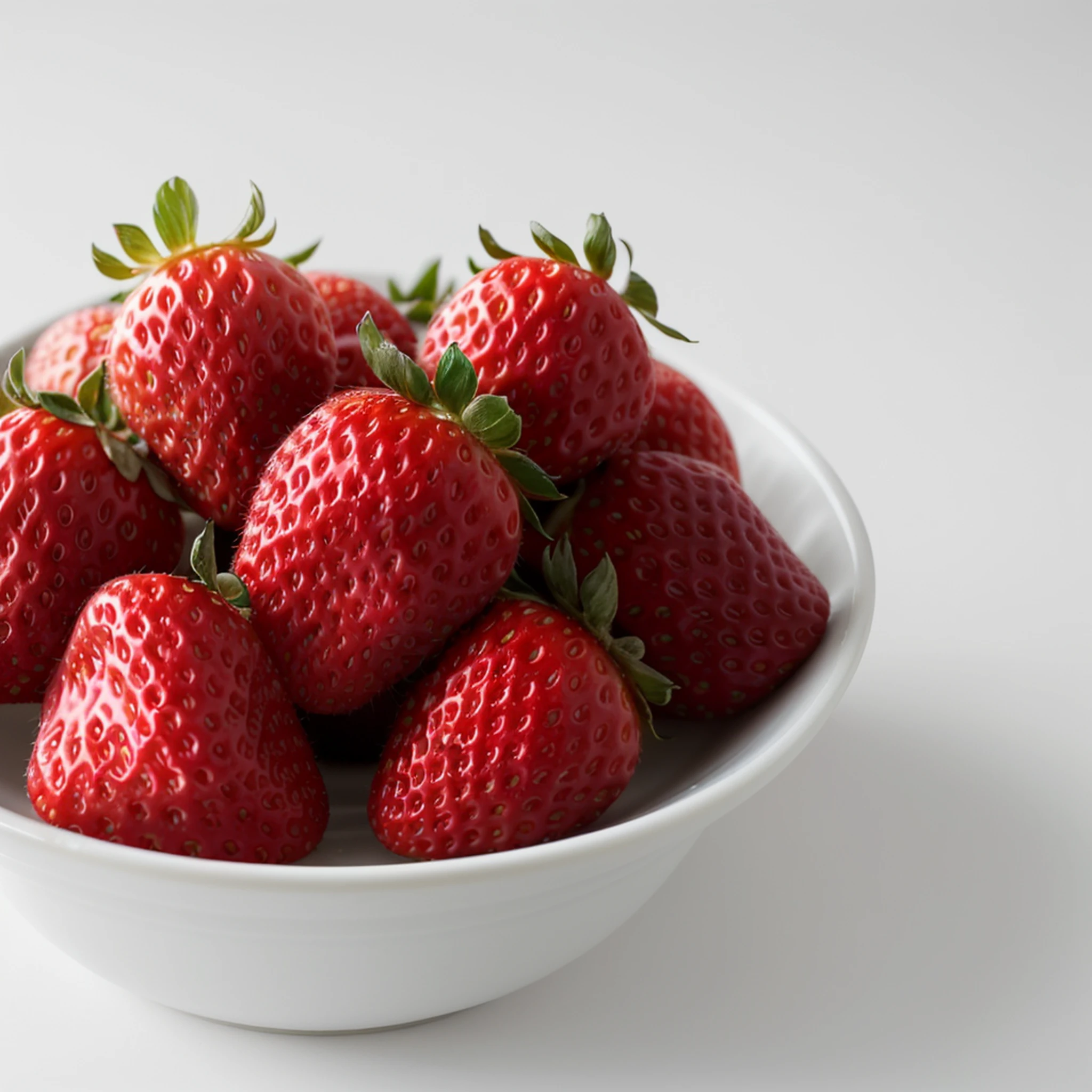 Strawberry Alafi bowl on white surface, Strawberries, Strawberries, fight with strawberries, Next to sliced strawberries, professional fruit photography, by Hiromitsu Takahashi, 「berry, berries, fruit, mouthwatering, High-quality food photography, Ultra-detailed photorealism」, close up food photography, bowl of fruits, Stock Photo, Matthias Baka