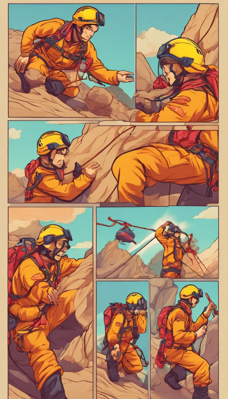 chineseidol,People who carry out rope rescue training,(A group of climbers:1.1),Rescue operations,action sports,climbing,mountain peaks,Cord,challenge,highly,Courage,(Heroic rescue scene:1.2),Emergency Response Team,full body shot of, (Jaw-dropping effect), ,(Studio lighting), hyper HD, International Association of Rope Technology,Explore boldly,Rope rescue techniques,Create a studio-like environment, Enhance visual impact