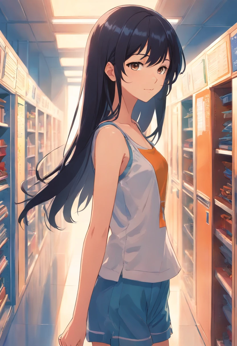 Yukiko Kanzaki, barechested, a junior high school student, Long black hair,15 only , Clear focus