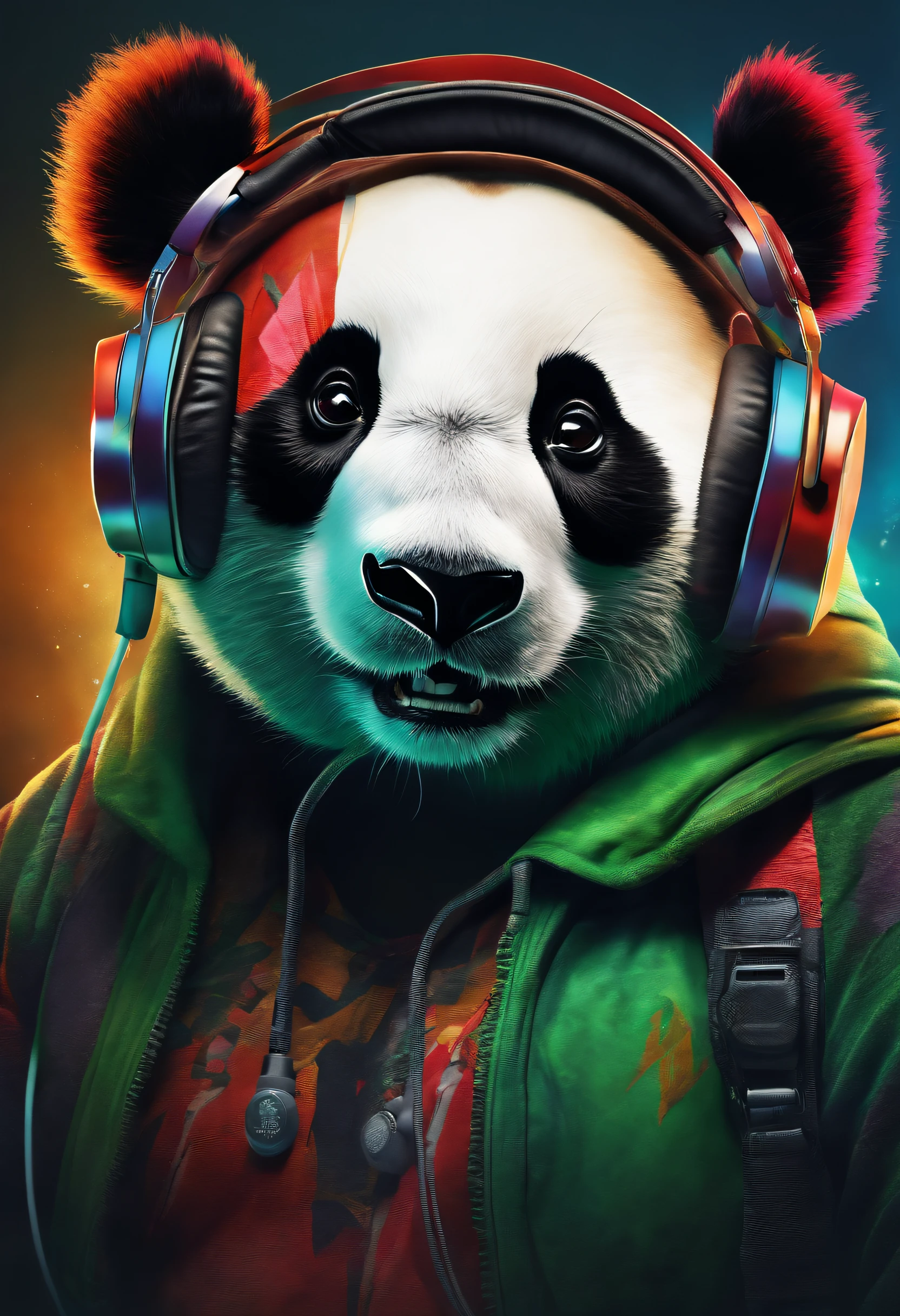 jogador panda agressivo de headset para perfil