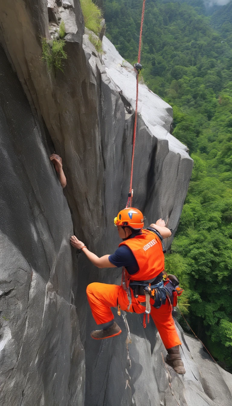 chineseidol,People who carry out rope rescue training,(A group of climbers:1.1),Rescue operations,action sports,climbing,mountain peaks,Cord,challenge,highly,Courage,(Heroic rescue scene:1.2),Emergency Response Team,full body shot of, (Jaw-dropping effect), ,(Studio lighting), hyper HD, International Association of Rope Technology,Explore boldly,Rope rescue techniques,Create a studio-like environment, Enhance visual impact