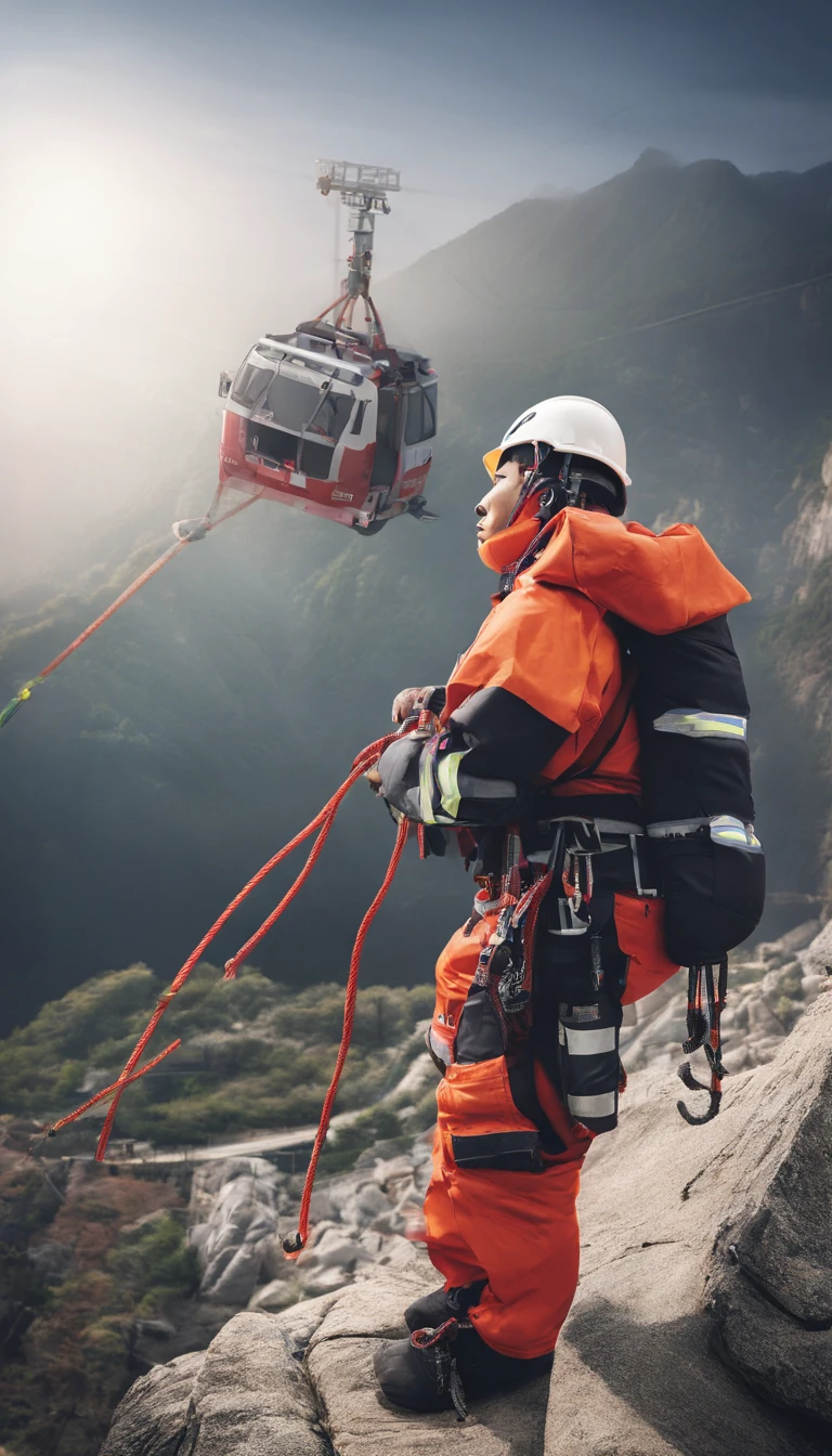 chineseidol,People who carry out rope rescue training,(A group of climbers:1.1),Rescue operations,action sports,climbing,mountain peaks,Cord,challenge,highly,Courage,(Heroic rescue scene:1.2),Emergency Response Team,full body shot of, (Jaw-dropping effect), ,(Studio lighting), hyper HD, International Association of Rope Technology,Explore boldly,Rope rescue techniques,Create a studio-like environment, Enhance visual impact