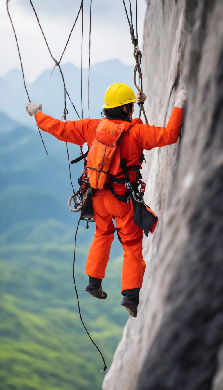 chineseidol,People who carry out rope rescue training,(A group of climbers:1.1),Rescue operations,action sports,climbing,mountain peaks,Cord,challenge,highly,Courage,(Heroic rescue scene:1.2),Emergency Response Team,full body shot of, (Jaw-dropping effect), ,(Studio lighting), hyper HD, International Association of Rope Technology,Explore boldly,Rope rescue techniques,Create a studio-like environment, Enhance visual impact