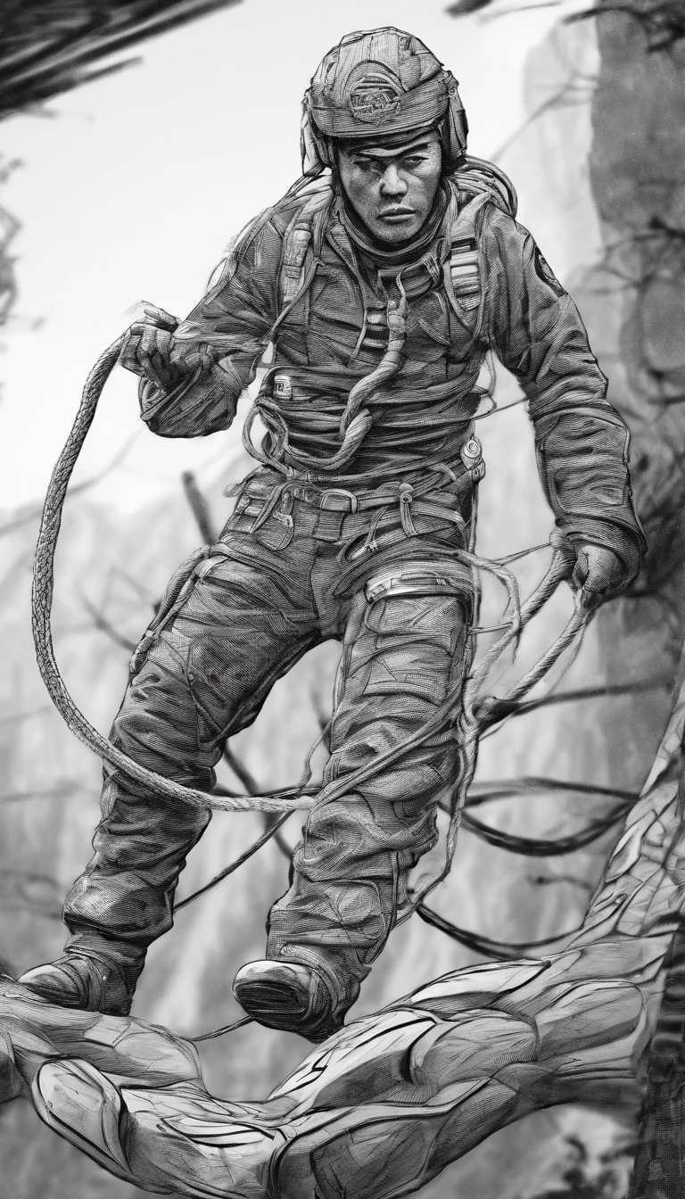 chineseidol，People who carry out rope rescue training，(A group of climbers:1.1),Rescue operations,action sports,climbing,mountain peaks,Cord,challenge,highly,Courage,(Heroic rescue scene:1.2),Emergency Response Team,full body shot of, (Jaw-dropping effect), ,(Studio lighting), hyper HD, International Association of Rope Technology,Explore boldly,Rope rescue techniques，Create a studio-like environment, Enhance visual impact