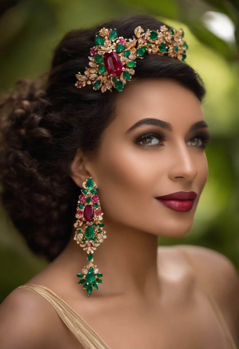 un design de haute joaillerie, Caribbean themed earrings, saphirs, emeralds, rubis, Diamants, luxe, flore, Martinique colibri