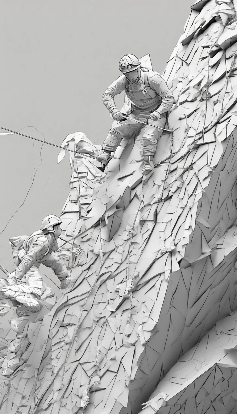 chineseidol,People who carry out rope rescue training,(A group of climbers:1.1),Rescue operations,action sports,climbing,mountain peaks,Cord,challenge,highly,Courage,(Heroic rescue scene:1.2),Emergency Response Team,full body shot of, (Jaw-dropping effect), ,(Studio lighting), hyper HD, International Association of Rope Technology,Explore boldly,Rope rescue techniques,Create a studio-like environment, Enhance visual impact