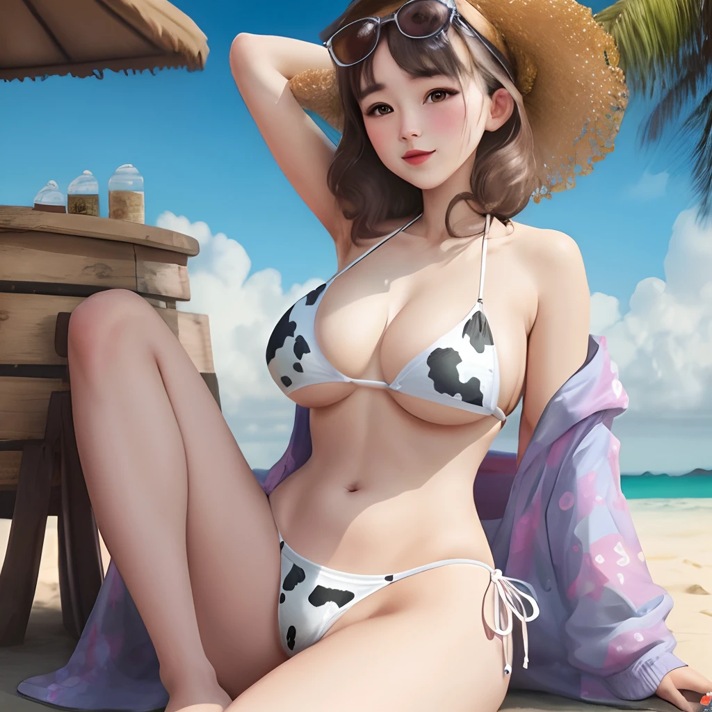 Opossum condom female cow print bikini