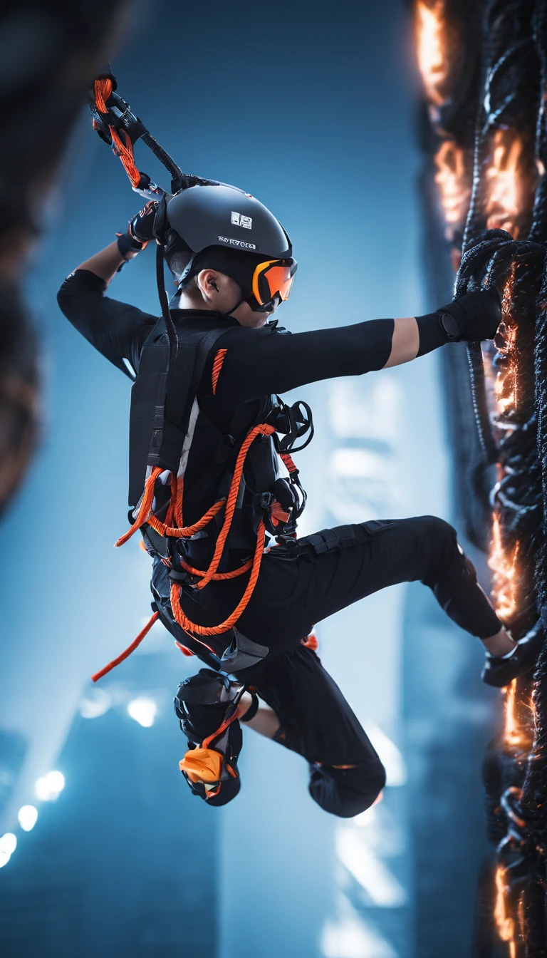 chineseidol,People who carry out rope rescue training,(A group of climbers:1.1),Rescue operations,action sports,climbing,mountain peaks,Cord,challenge,highly,Courage,(Heroic rescue scene:1.2),Emergency Response Team,full body shot of, (Jaw-dropping effect), ,(Studio lighting), hyper HD, International Association of Rope Technology,Explore boldly,Rope rescue techniques,Create a studio-like environment, Enhance visual impact
