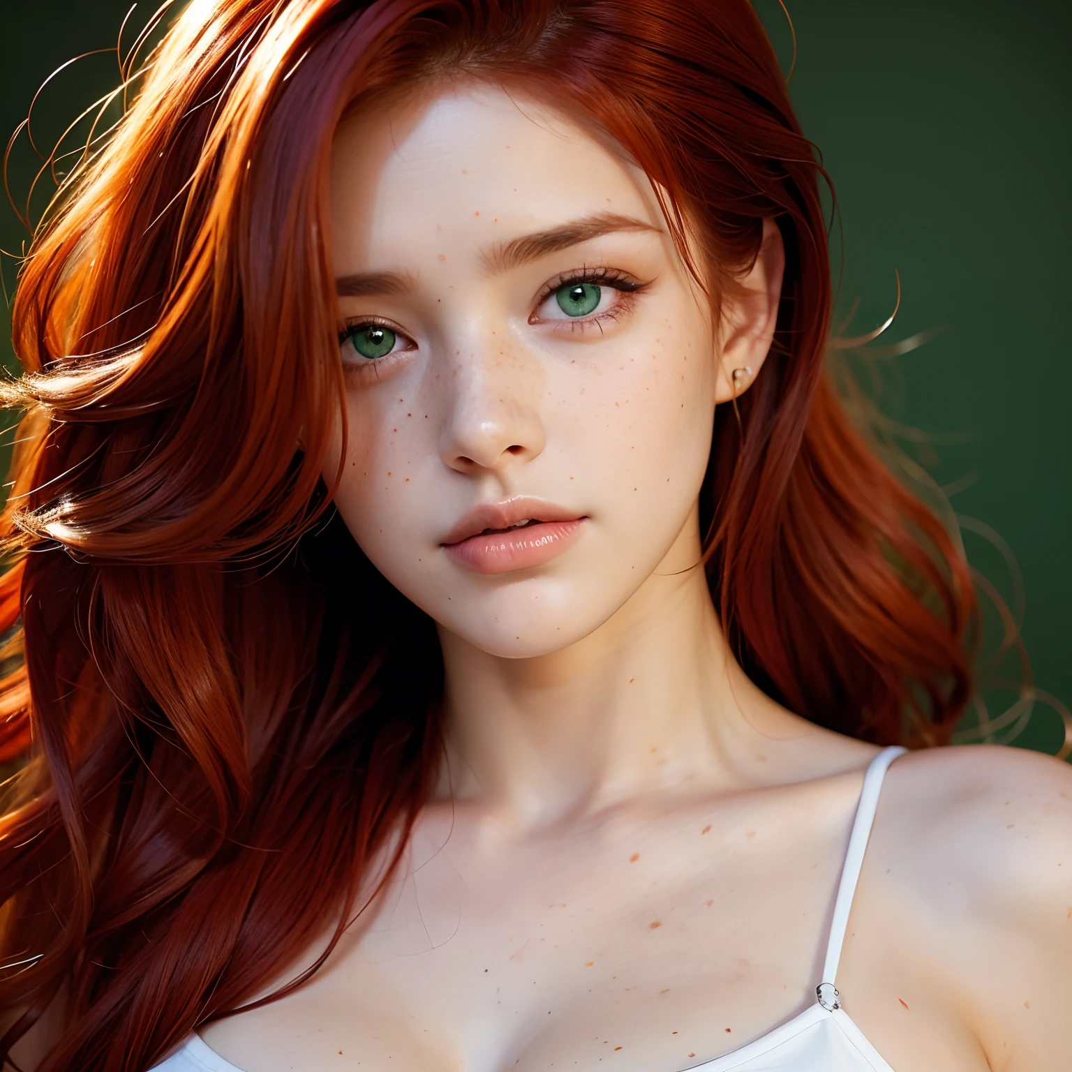 (ful body shot), 1girl, thin, ((long red hair)), looking at viewer, (large breasts), (shirt), (covered nipples:0.2), 
(((simple background gradient))), 
extremely detailed CG 8k wallpaper, perfect lighting, (masterpiece:1), (best_quality:1), ultra high res, 4K, ultra-detailed, photography, 8K, HDR, highres, (absurdres:1.2), Kodak portra 400, film grain, blurry background, (bokeh:1.2), 
better_tits, epiCRealism, perfecteyes eyes,