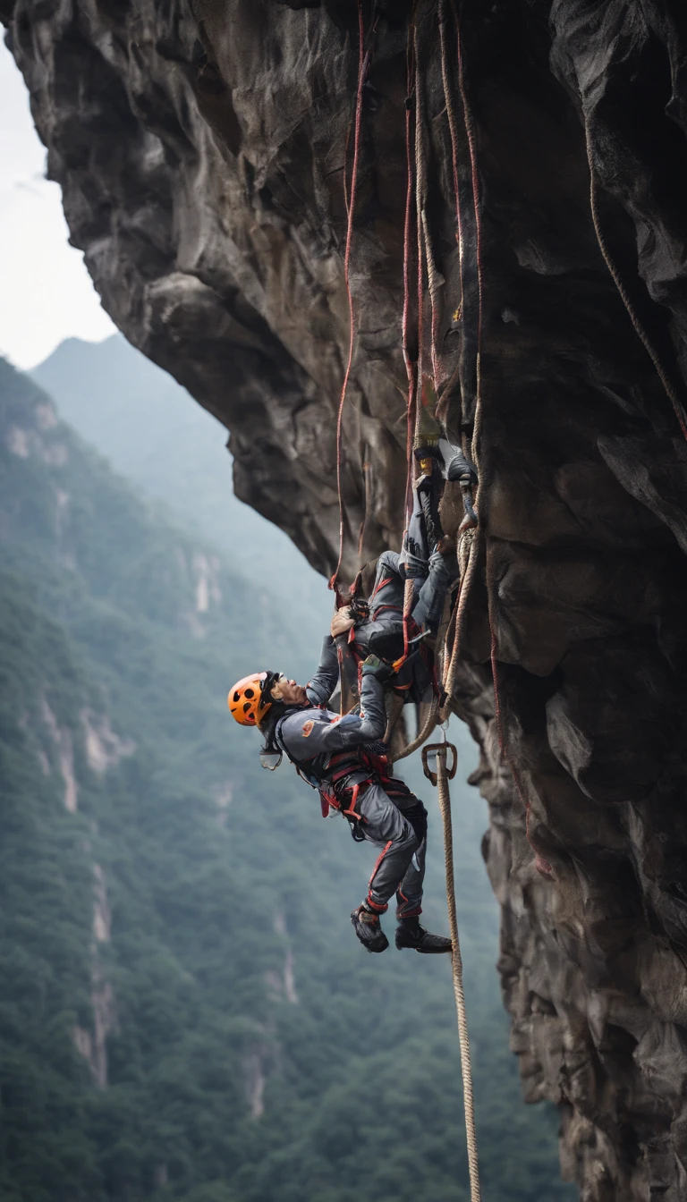 chineseidol,People who carry out rope rescue training,(A group of climbers:1.1),Rescue operations,action sports,climbing,mountain peaks,Cord,challenge,highly,Courage,(Heroic rescue scene:1.2),Emergency Response Team,full body shot of, (Jaw-dropping effect), ,(Studio lighting), hyper HD, International Association of Rope Technology,Explore boldly,Rope rescue techniques,Create a studio-like environment, Enhance visual impact