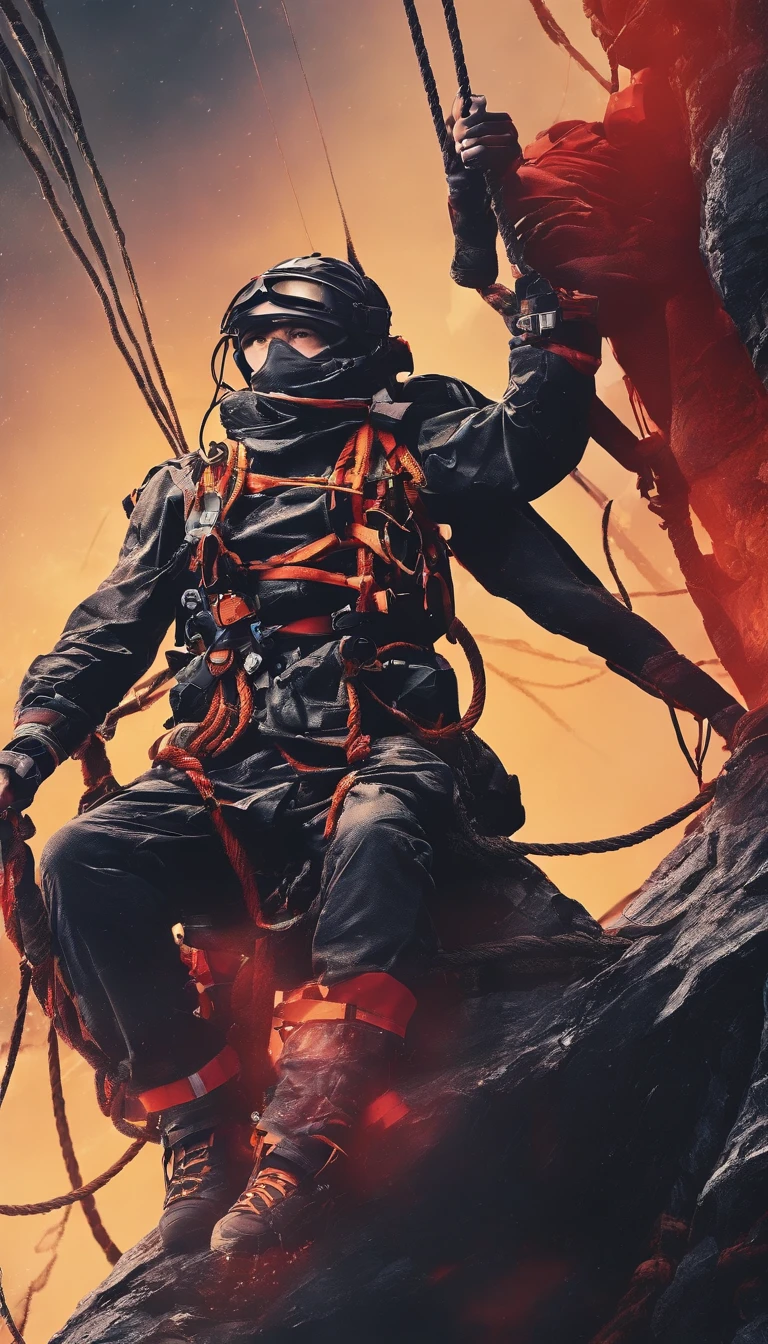 chineseidol，People who carry out rope rescue training，(A group of climbers:1.1),Rescue operations,action sports,climbing,mountain peaks,Cord,challenge,highly,Courage,(Heroic rescue scene:1.2),Emergency Response Team,full body shot of, (Jaw-dropping effect), ,(Studio lighting), hyper HD, International Association of Rope Technology,Explore boldly,Rope rescue techniques，Create a studio-like environment, Enhance visual impact