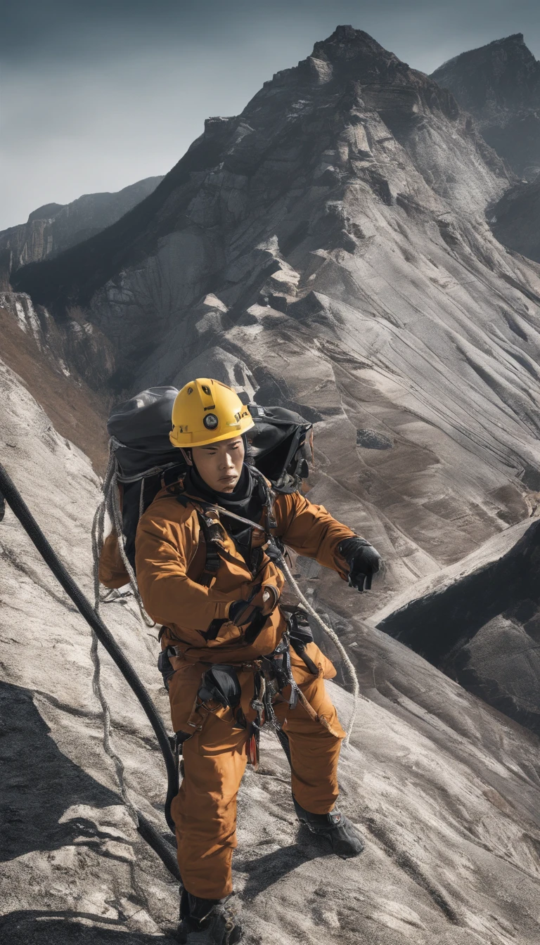 chineseidol,People who carry out rope rescue training,(A group of climbers:1.1),Rescue operations,action sports,climbing,mountain peaks,Cord,challenge,highly,Courage,(Heroic rescue scene:1.2),Emergency Response Team,full body shot of, (Jaw-dropping effect), ,(Studio lighting), hyper HD, International Association of Rope Technology,Explore boldly,Rope rescue techniques,Create a studio-like environment, Enhance visual impact