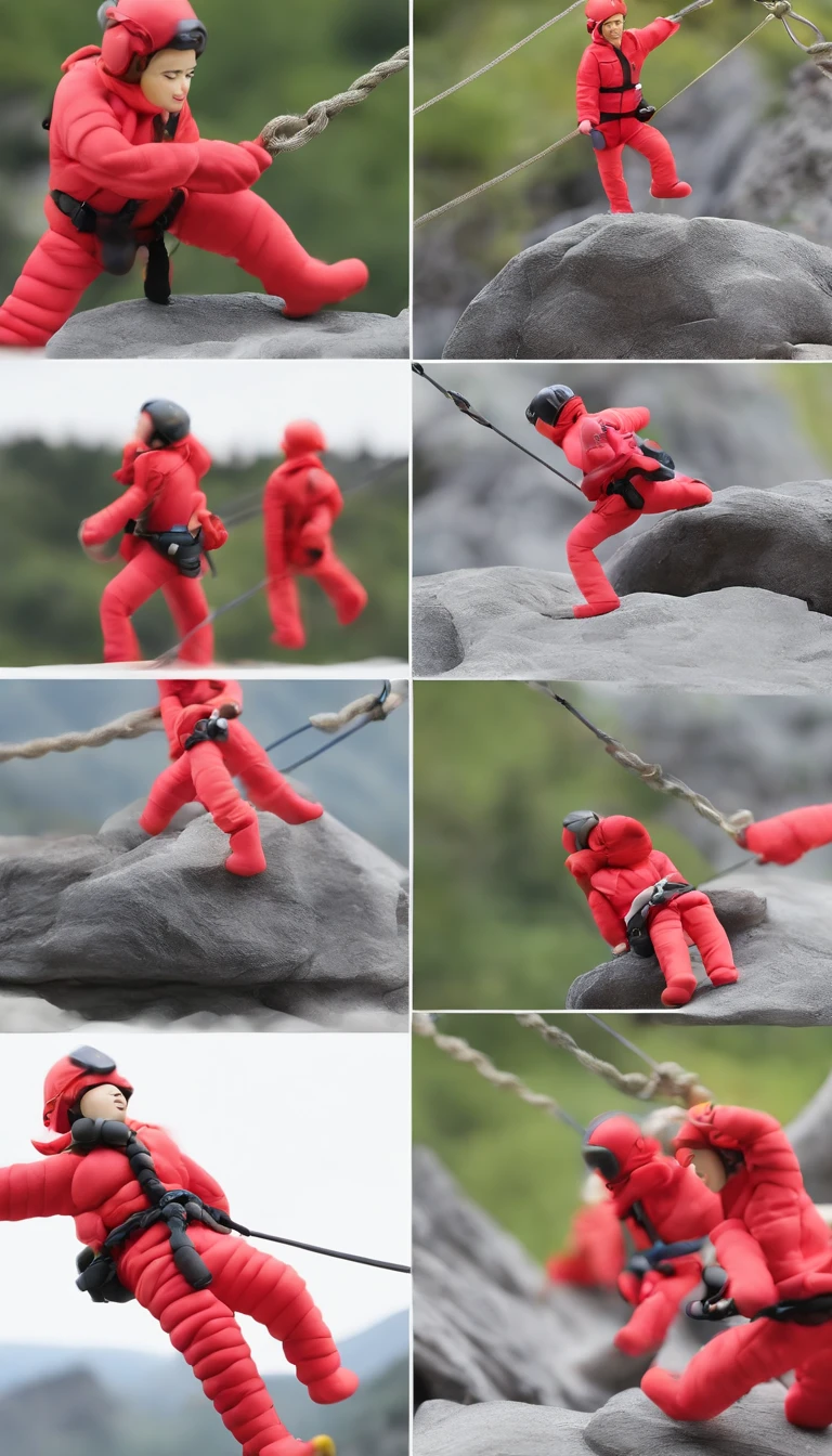 chineseidol，Personnel conducting rope rescue training，(A group of climbers:1.1),Rescue operations,action sports,Climbing,mountain peaks,Cord,challenge,highly,Courage,(Heroic rescue scene:1.2),Emergency Response Team,full body shot of, (Jaw-dropping effect), ,(Studio lighting), hyper HD, International Association of Rope Technology,Explore boldly,Rope rescue techniques，Create a studio-like environment, Enhance visual impact