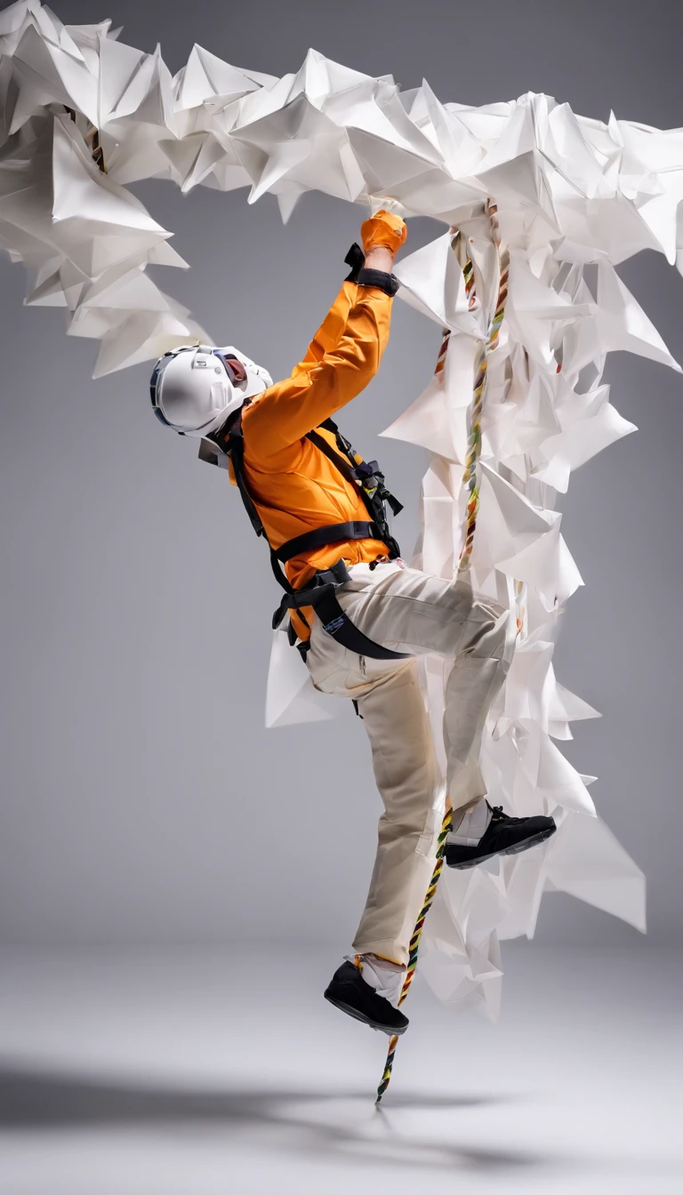 Personnel conducting rope rescue training，(A group of climbers:1.1),Rescue operations,action sports,Climbing,Cord,Courage,(Heroic rescue scene:1.2),Emergency Response Team,full body shot of, (Jaw-dropping effect), ,(Studio lighting), hyper HD,