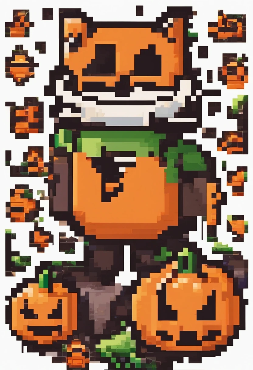 halloween sticker, pumpkin, digital art, illustration, vector