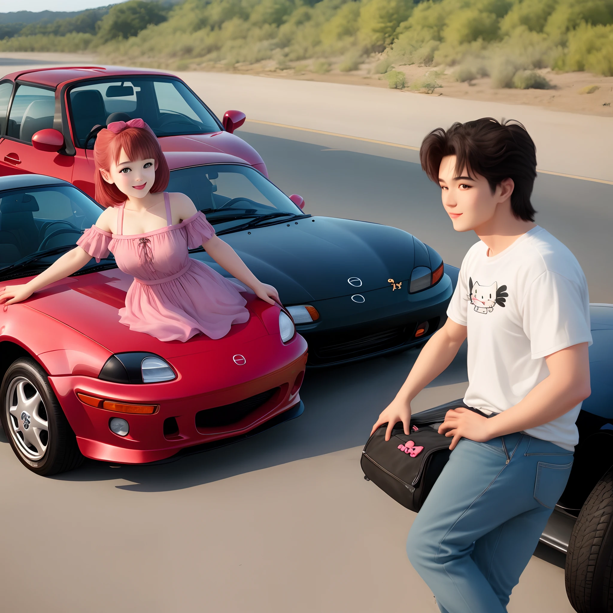 hello kitty and 1997 mx5 mazda miata