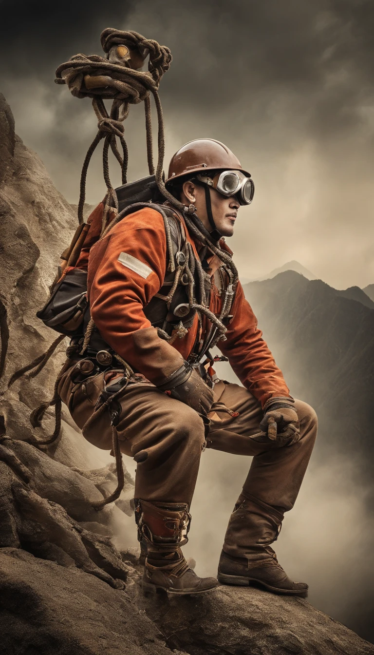 chineseidol,People who carry out rope rescue training,(A group of climbers:1.1),Rescue operations,action sports,climbing,mountain peaks,Cord,challenge,highly,Courage,(Heroic rescue scene:1.2),Emergency Response Team,full body shot of, (Jaw-dropping effect), ,(Studio lighting), hyper HD, International Association of Rope Technology,Explore boldly,Rope rescue techniques,Create a studio-like environment, Enhance visual impact