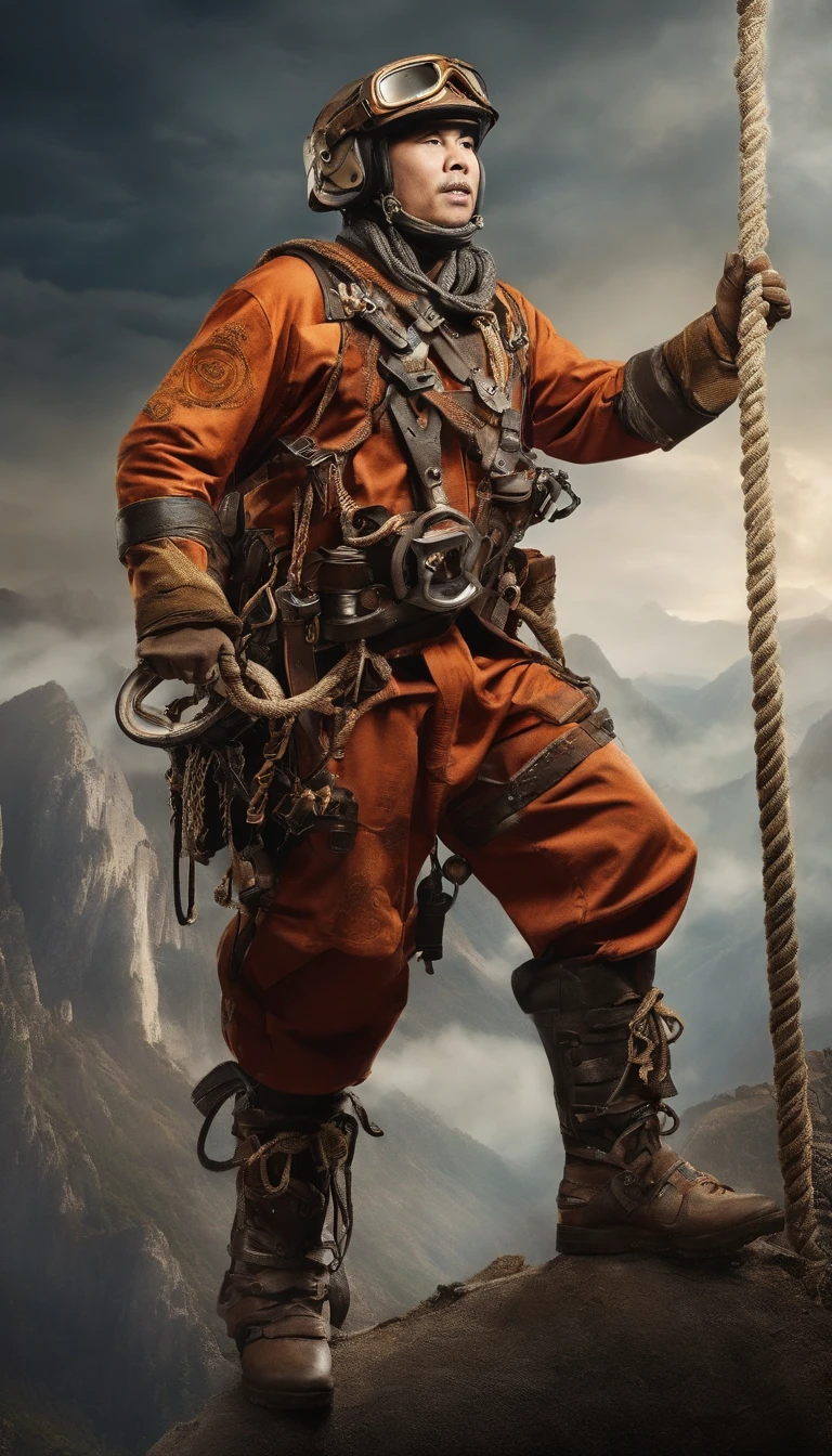 chineseidol,People who carry out rope rescue training,(A group of climbers:1.1),Rescue operations,action sports,climbing,mountain peaks,Cord,challenge,highly,Courage,(Heroic rescue scene:1.2),Emergency Response Team,full body shot of, (Jaw-dropping effect), ,(Studio lighting), hyper HD, International Association of Rope Technology,Explore boldly,Rope rescue techniques,Create a studio-like environment, Enhance visual impact