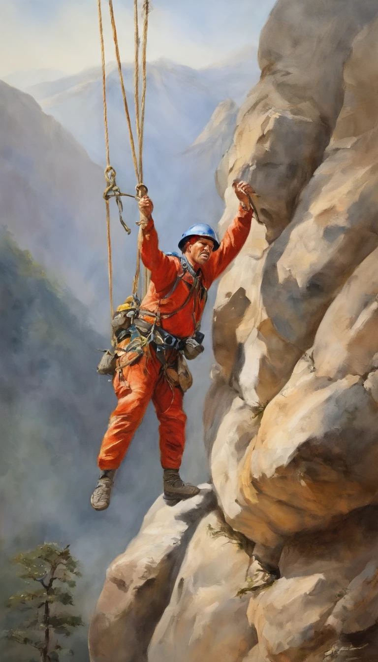 chineseidol，People who carry out rope rescue training，(A group of climbers:1.1),Rescue operations,action sports,climbing,mountain peaks,Cord,challenge,highly,Courage,(Heroic rescue scene:1.2),Emergency Response Team,full body shot of, (Jaw-dropping effect), ,(Studio lighting),  hyper HD, International Association of Rope Technology,Explore boldly,Rope rescue techniques，Create a studio-like environment, Enhance visual impact